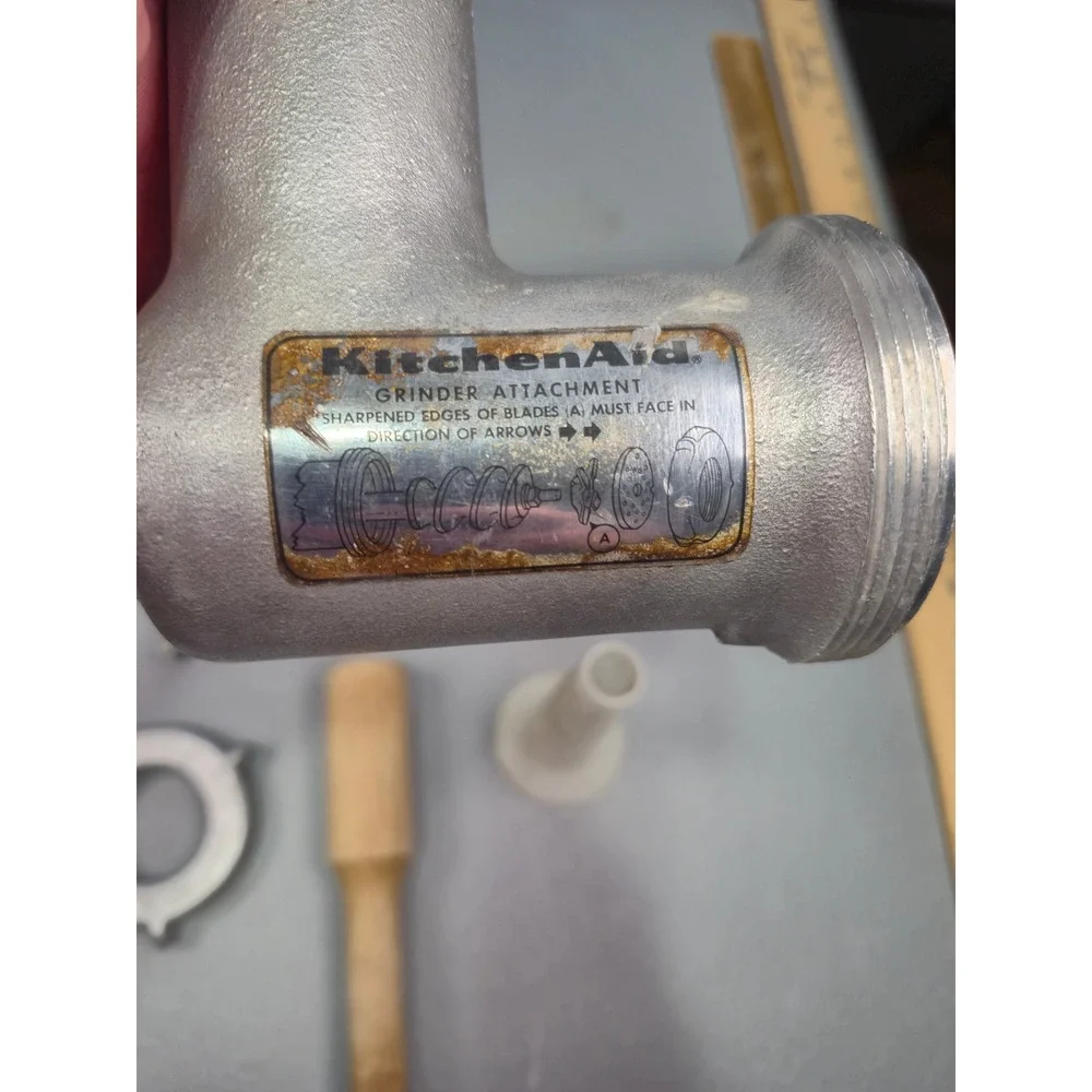 KitchenAid Metal Food Grinder Attachment Set with Sausage Stuffer Tubes & Plates